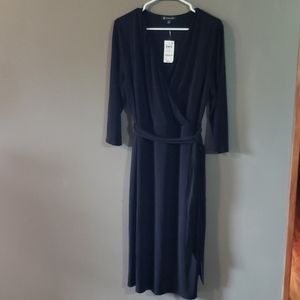 INC international concepts Black Faux Wrap Dress